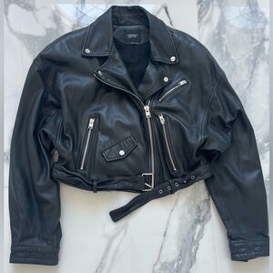 Lamarca cropped leather jacket small